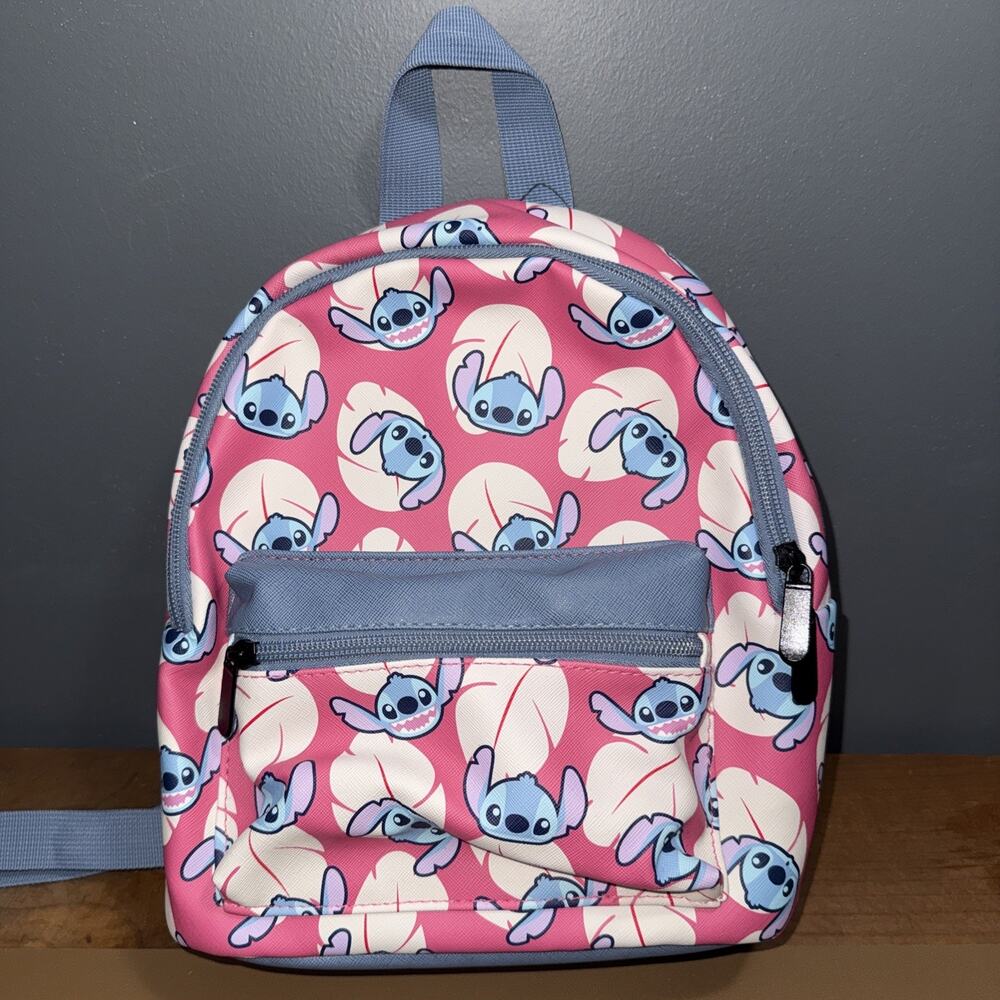 BioWorld Disney Stitch Mini Backpack Adjustable Light Blue & Pink Design
